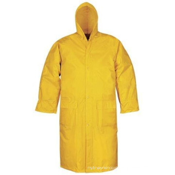 100% Polyester Yellow Color One-Piece Long Raincoat for Adult